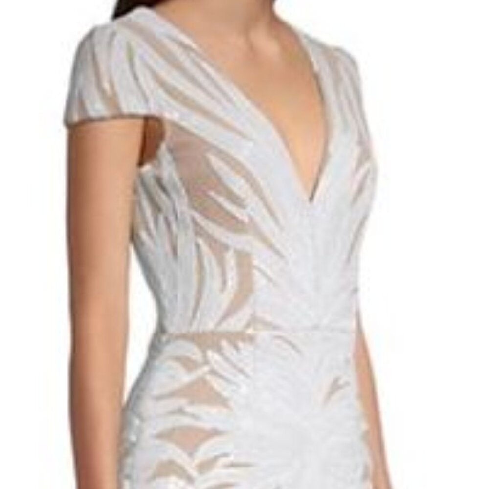 NEW NWT Dress The Population Zoe white sequin bodycon illusion dress S - Picture 4 of 4